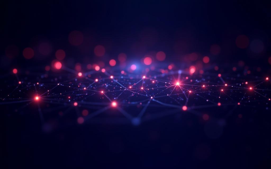 Abstract representation of community connection in AI, depicting interconnected nodes and diverse individuals.